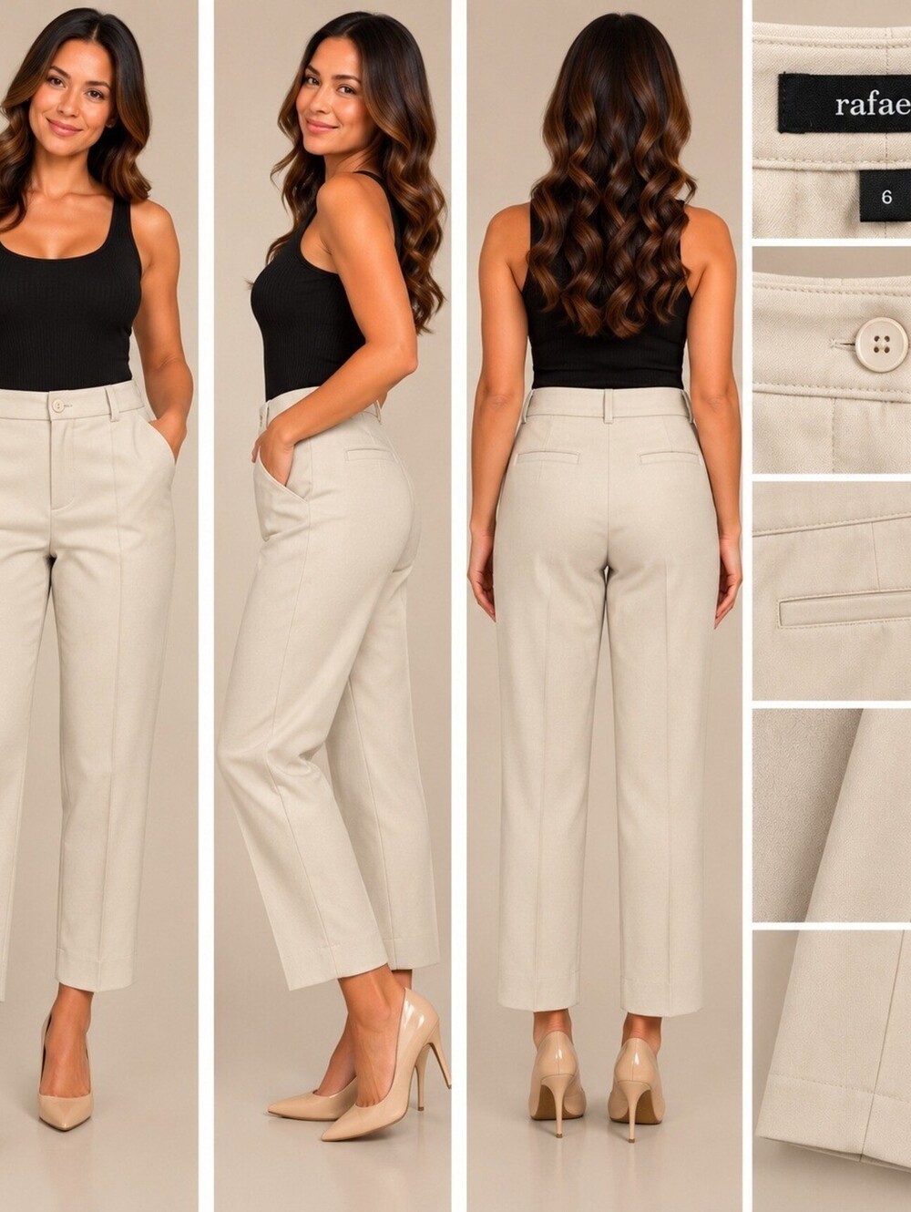 Rafaella Beige Cropped Dress Pants Size 6